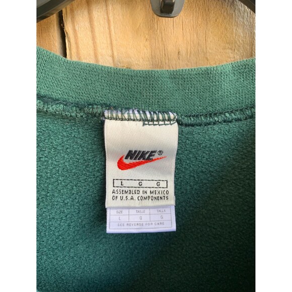 Vintage 90s Nike Green Crewneck Sweatshirt Distressed Embroidered Swoosh Size L - Picture 4 of 16